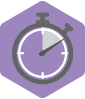 Timer on purple hexagon icon