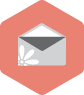 Envelope icon on light red hexagon