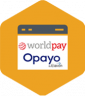 icon world pay World pay opayo logo in orange hexagon